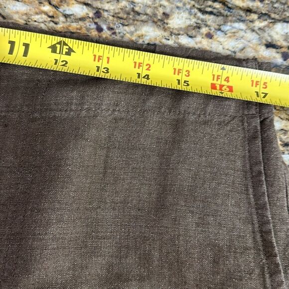 J. Jill Love Linen Brown Wide Leg Lagenlook Crop Pants Size MP - Picture 9 of 11